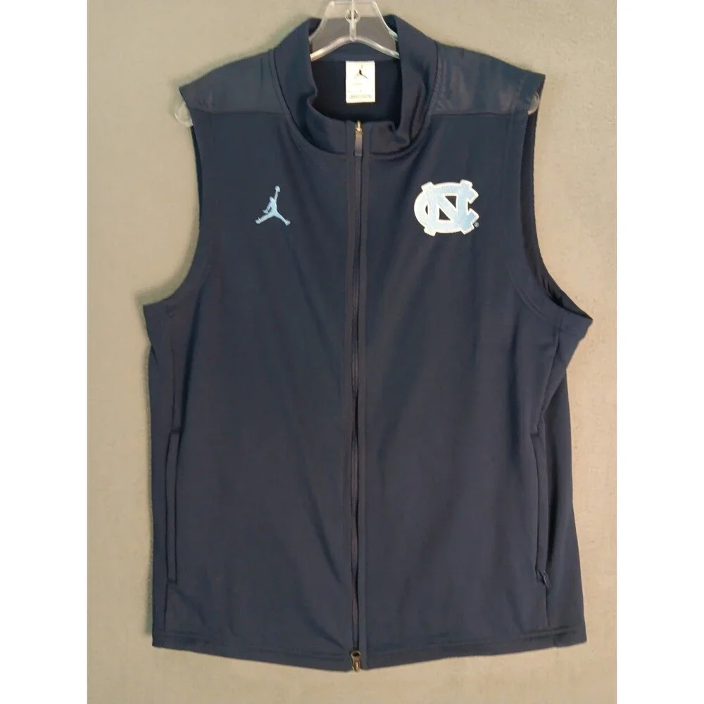 Jordan Jumpman Tar Heels UNC Sleeveless Full Zip Therma Fit Vest Blue MED Nike
